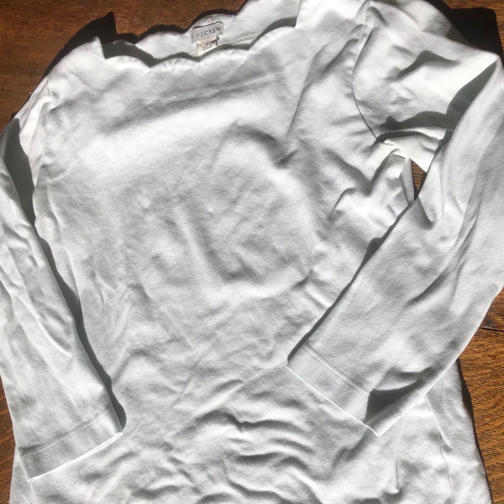 J Crew Factory, scallop neck top. Small light blue